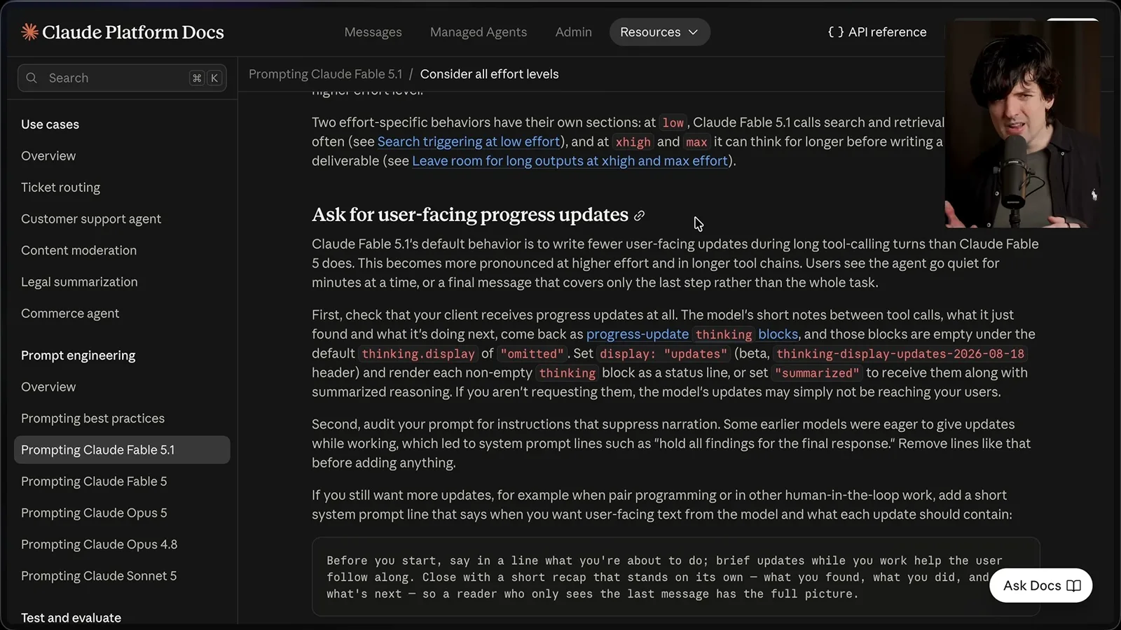 Progress updates