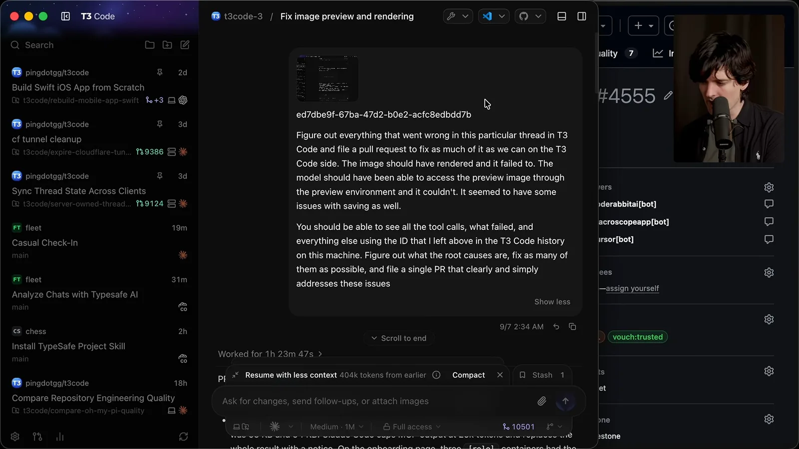 A T3 Code investigation prompt