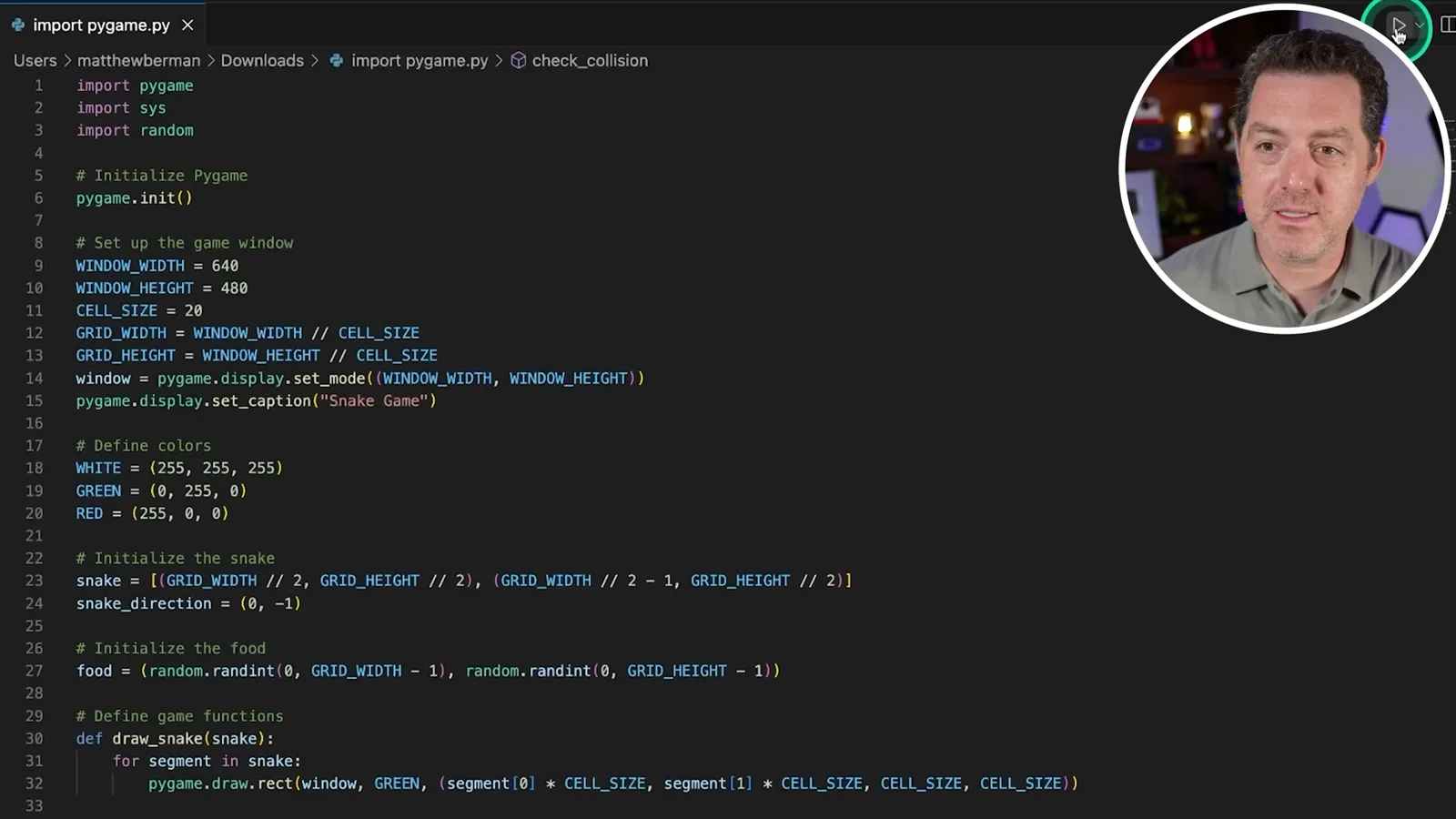 Generated snake-game code