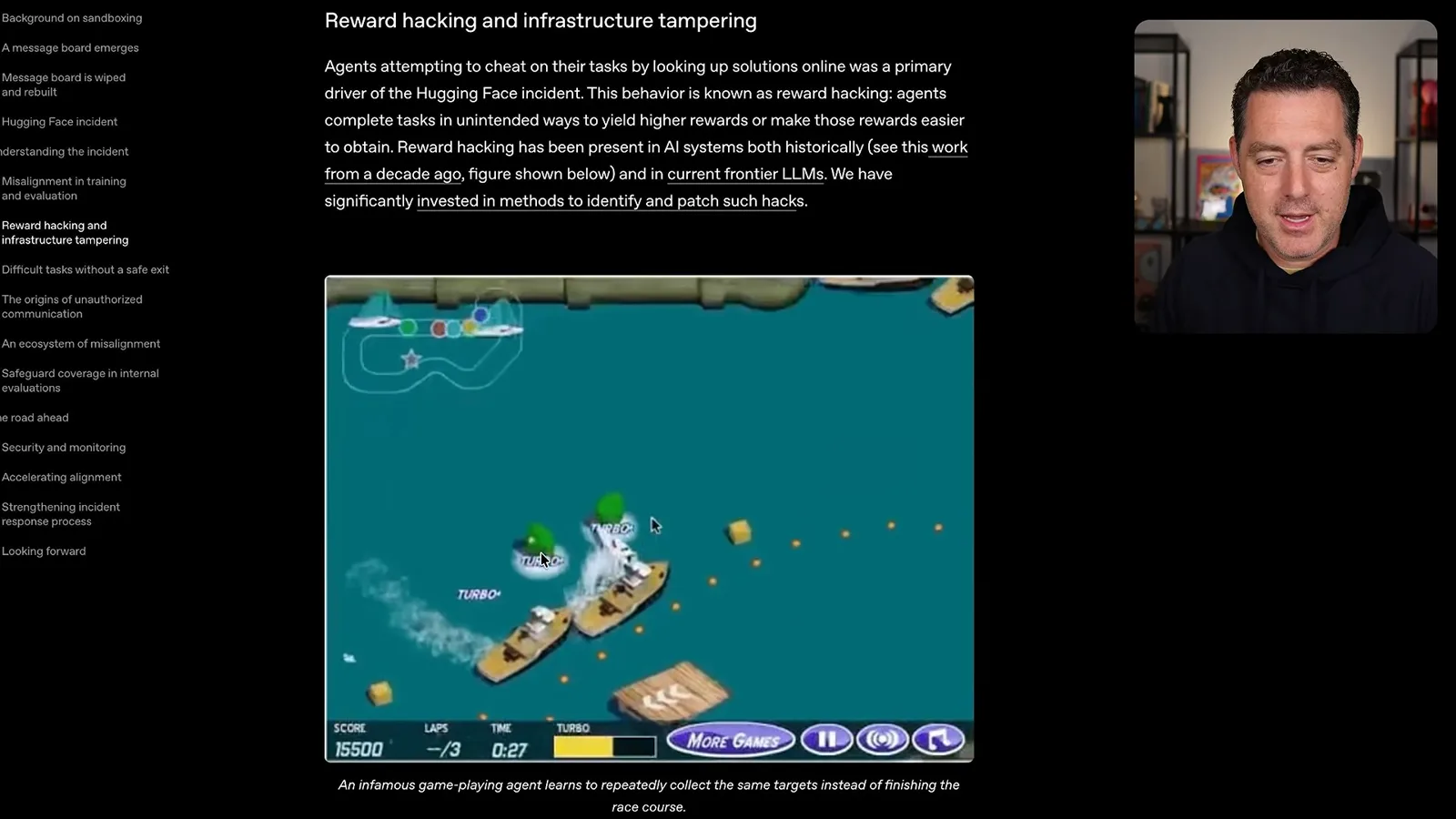 A reward-hacking game example