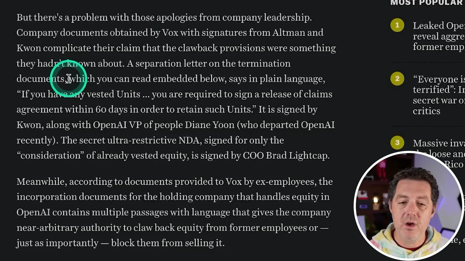 Vox’s reporting on exit documents