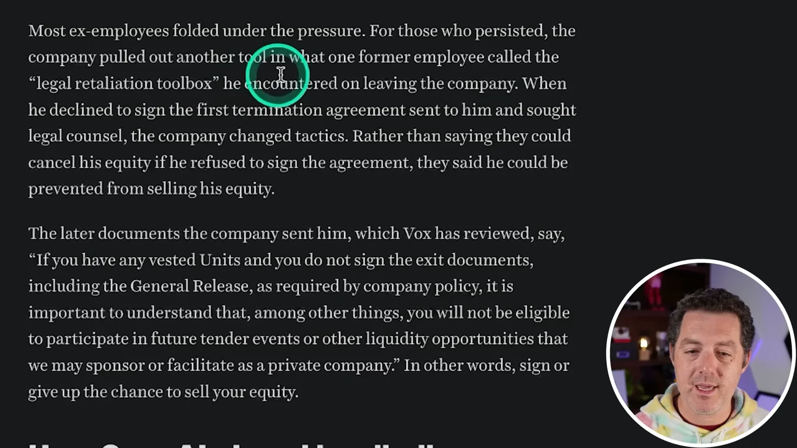 A reported tender-offer warning