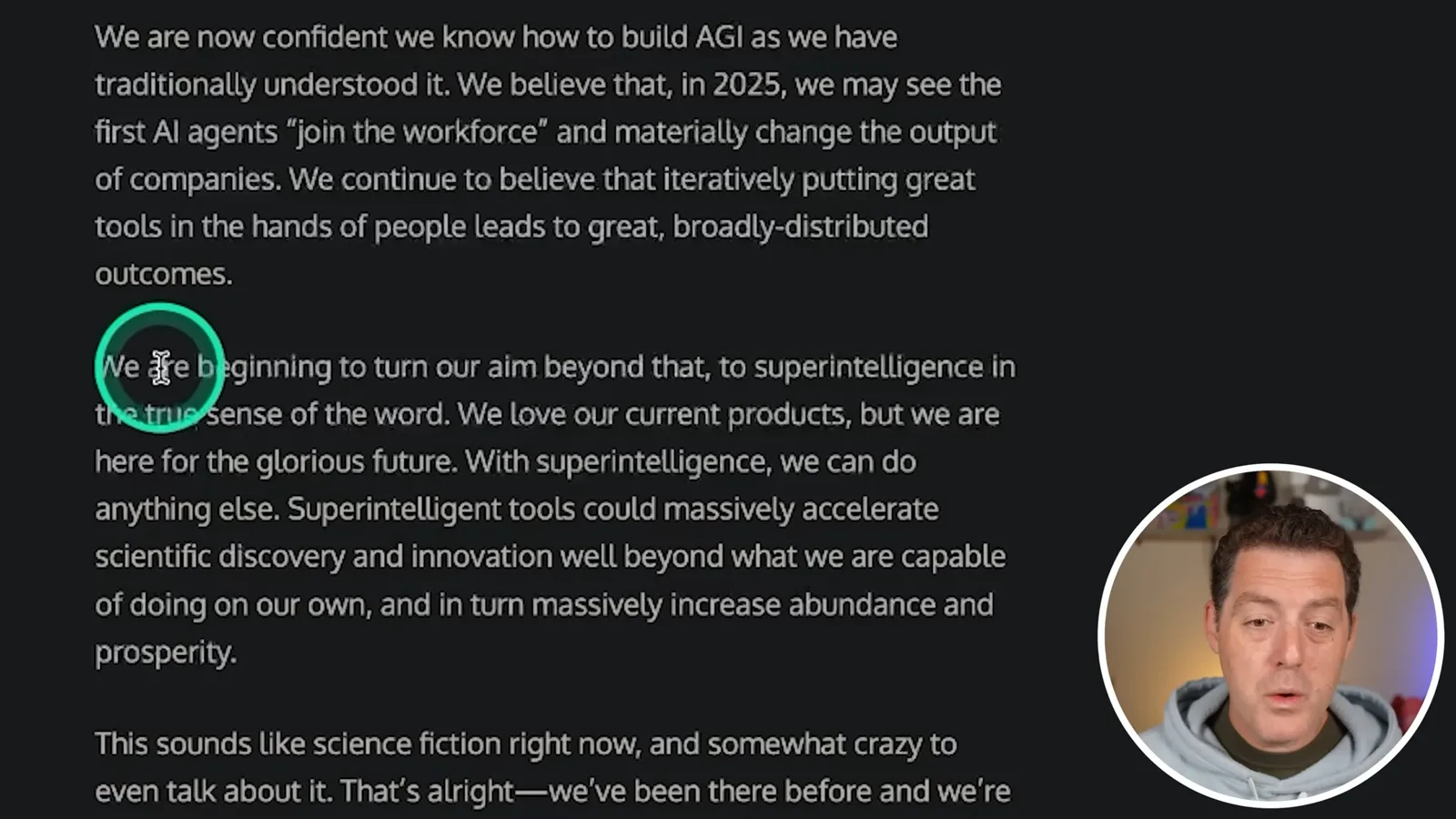 Altman’s AGI and superintelligence statement
