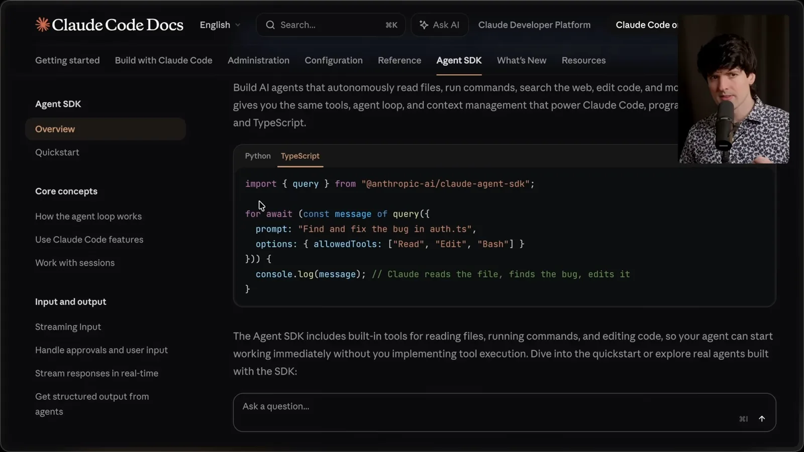 Claude Agent SDK example
