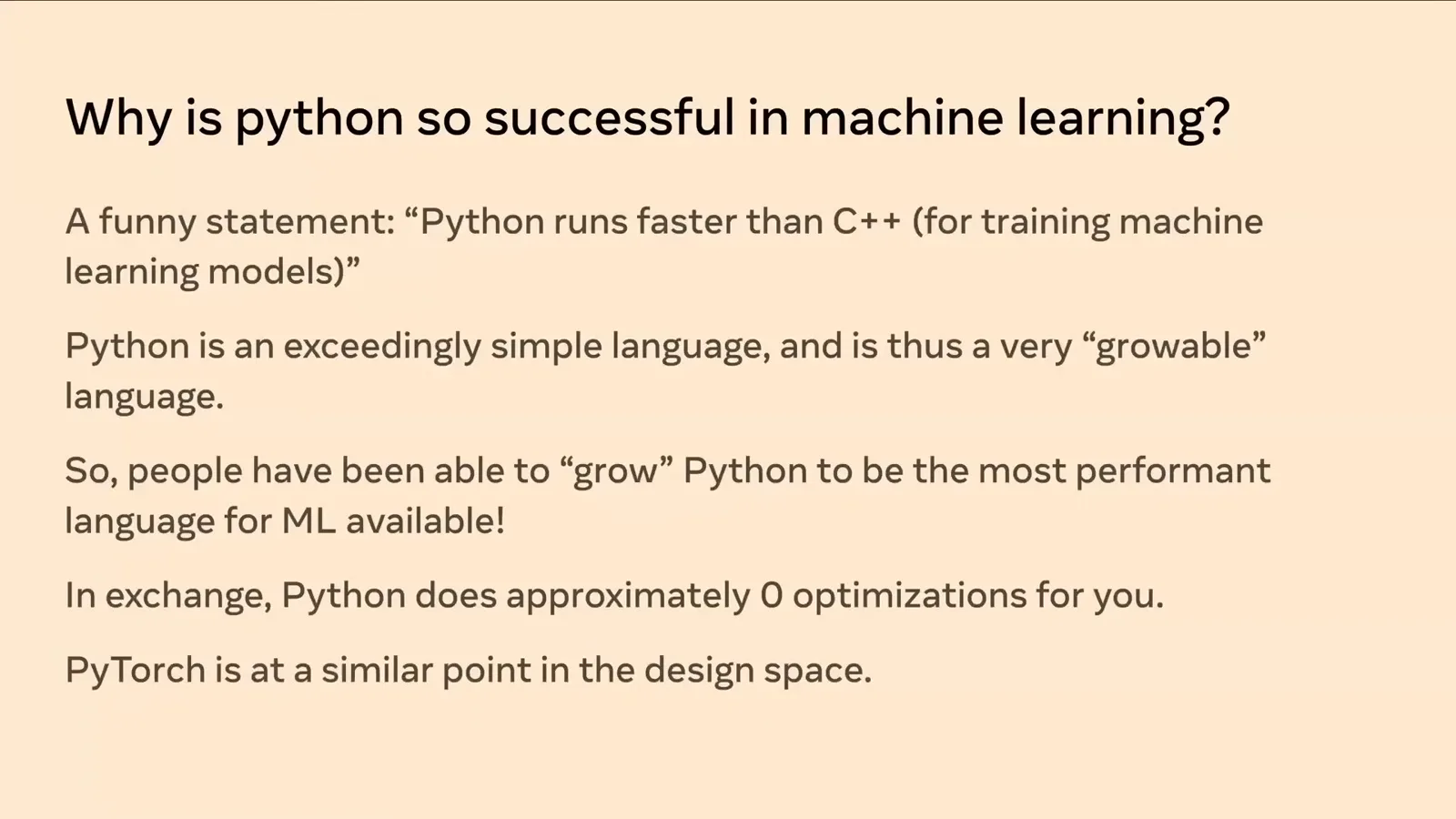 Python as a growable ML language