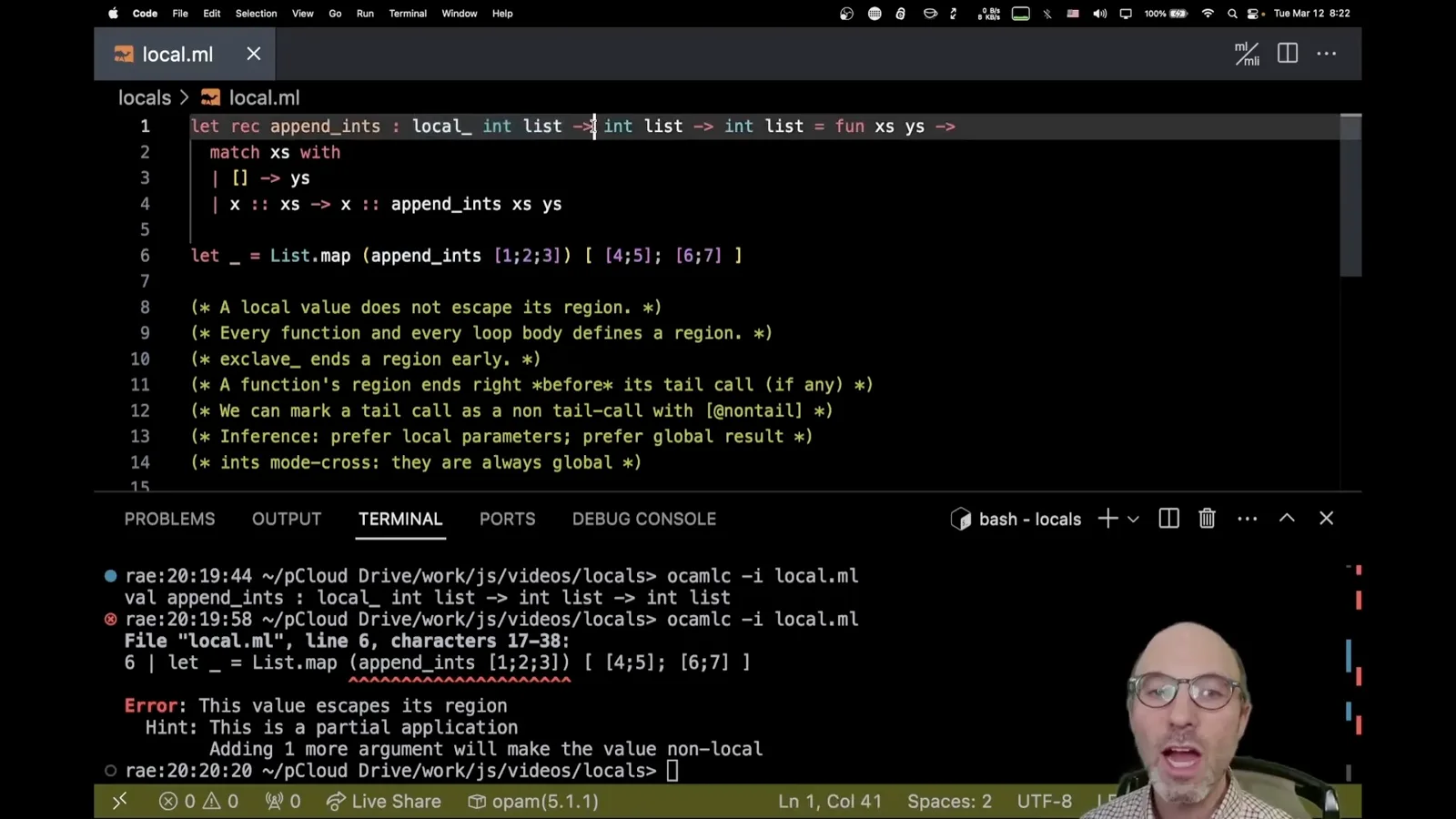 The partial application escape error