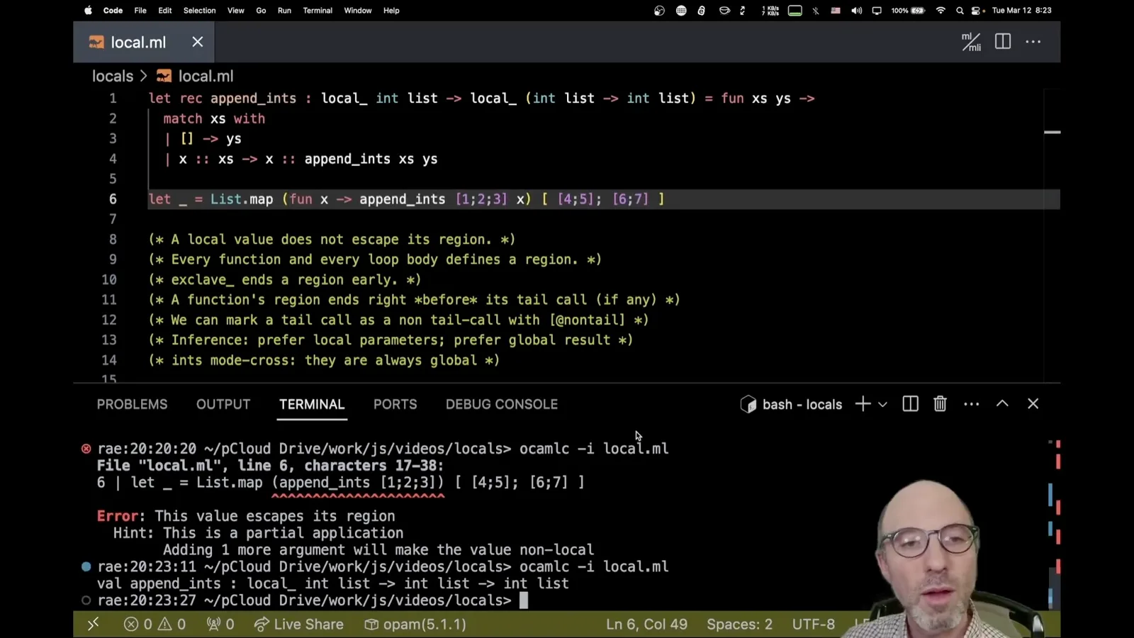Eta-expanded call and explicit local mode