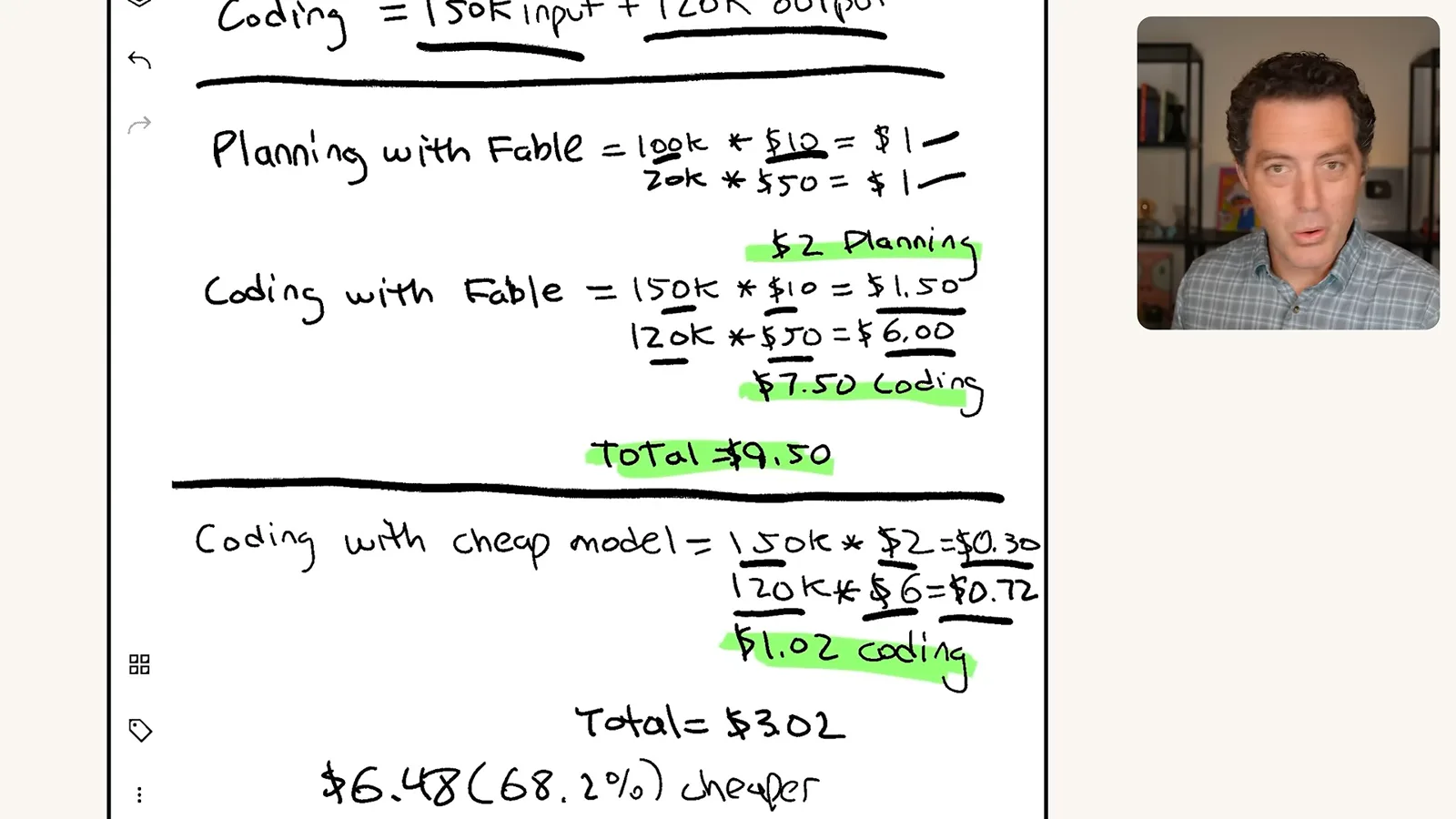 The illustrative cost comparison