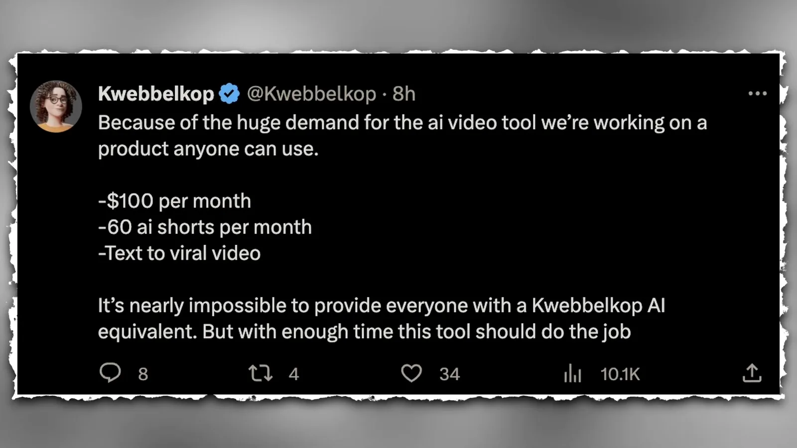 A proposed AI video tool