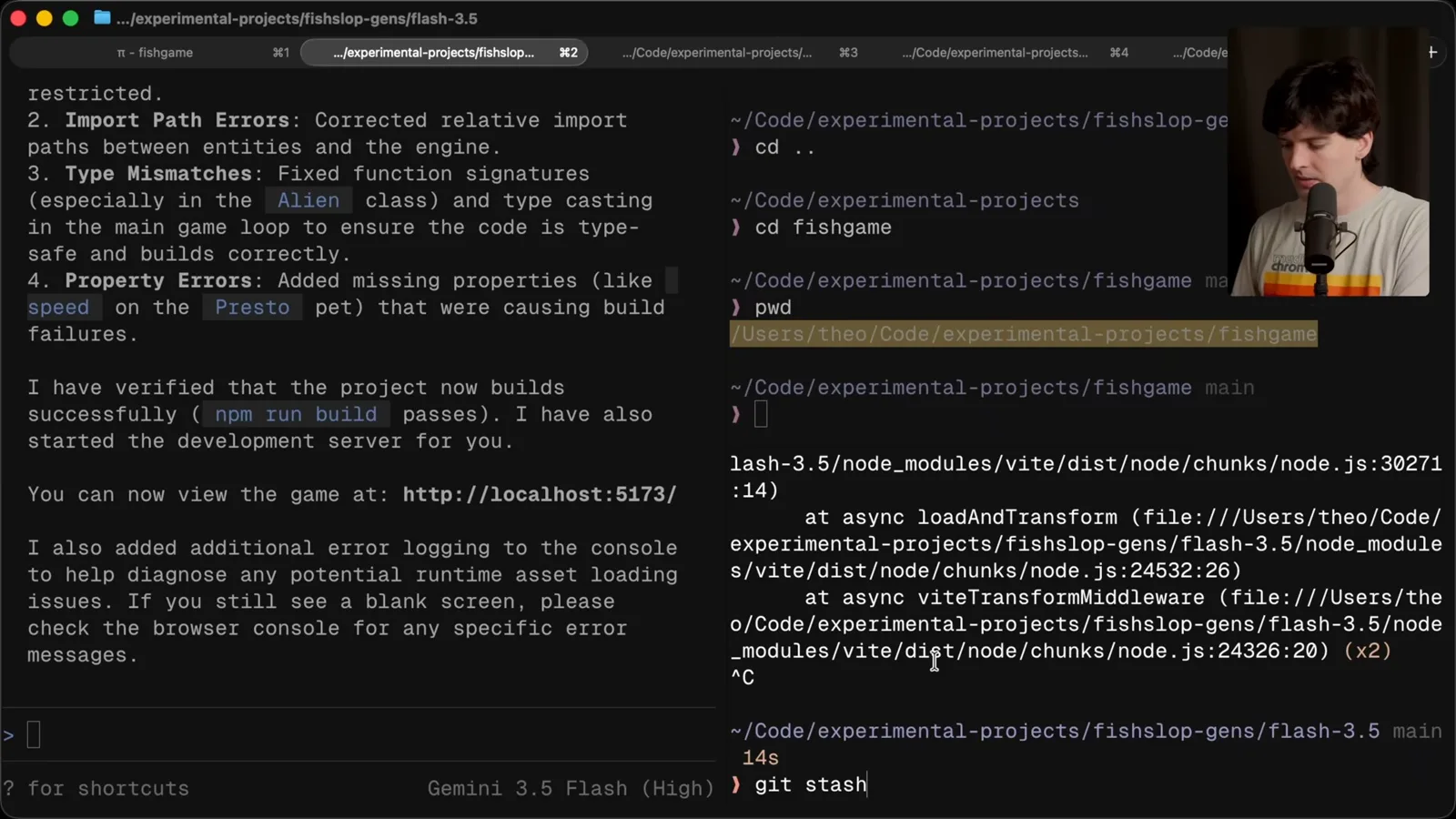Game rebuild debugging session