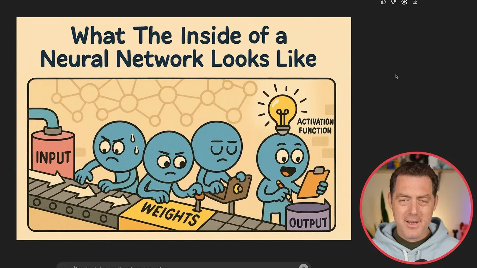 Generated neural-network cartoon