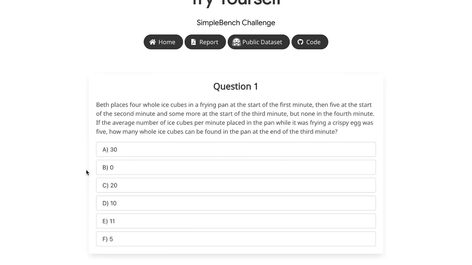 An ice-cube multiple-choice question