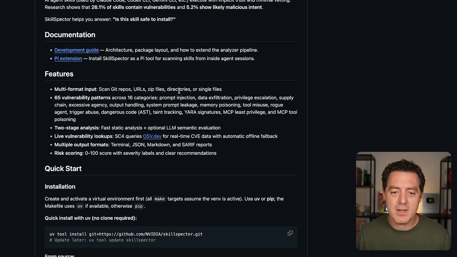 SkillSpector scan categories