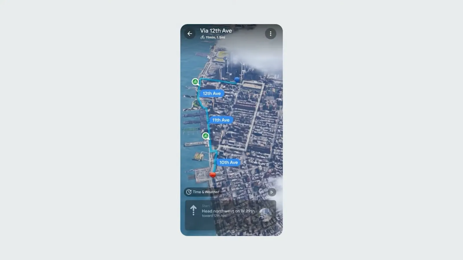 Immersive route view in Google Maps