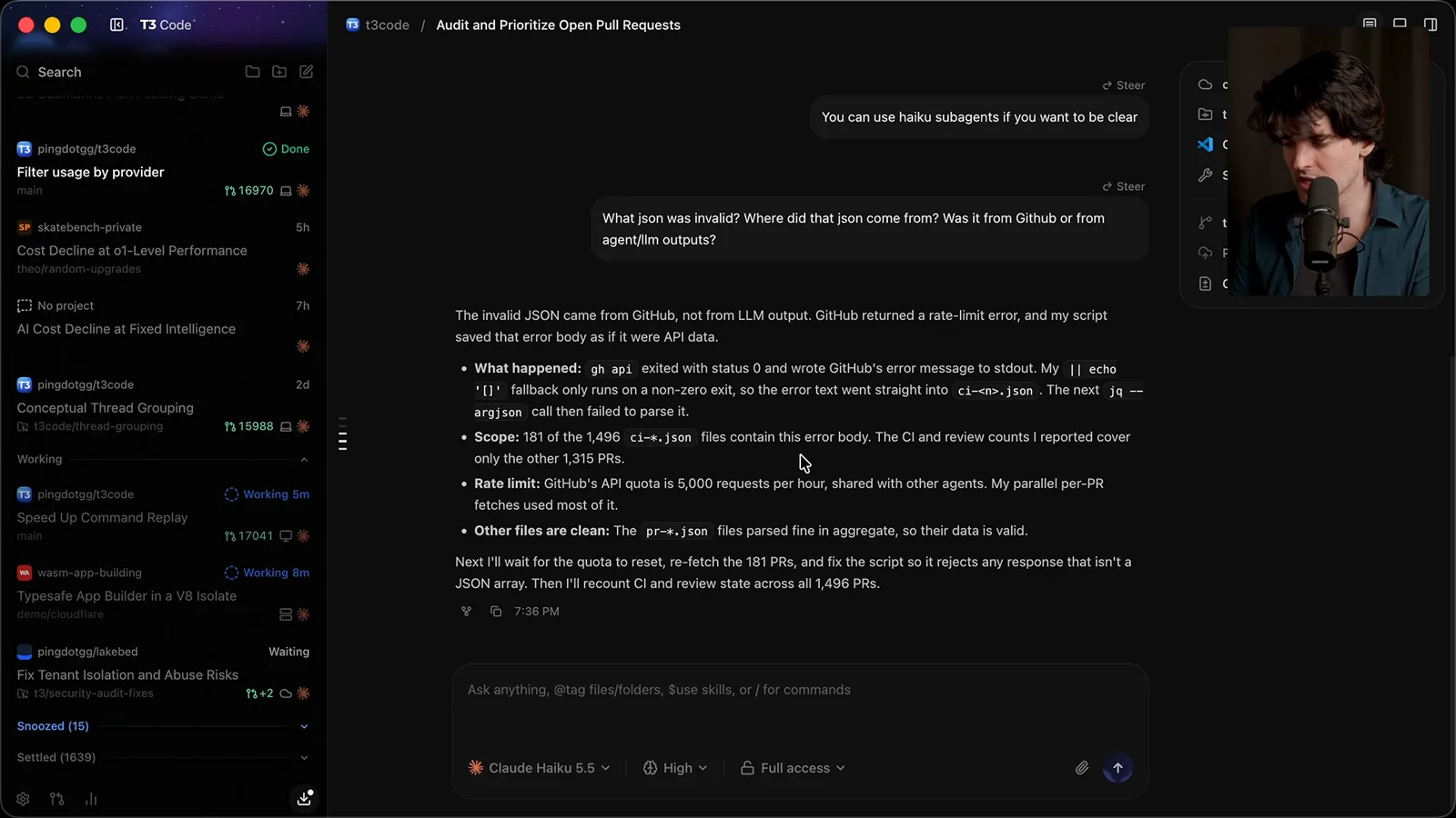 Pull-request audit rate limit