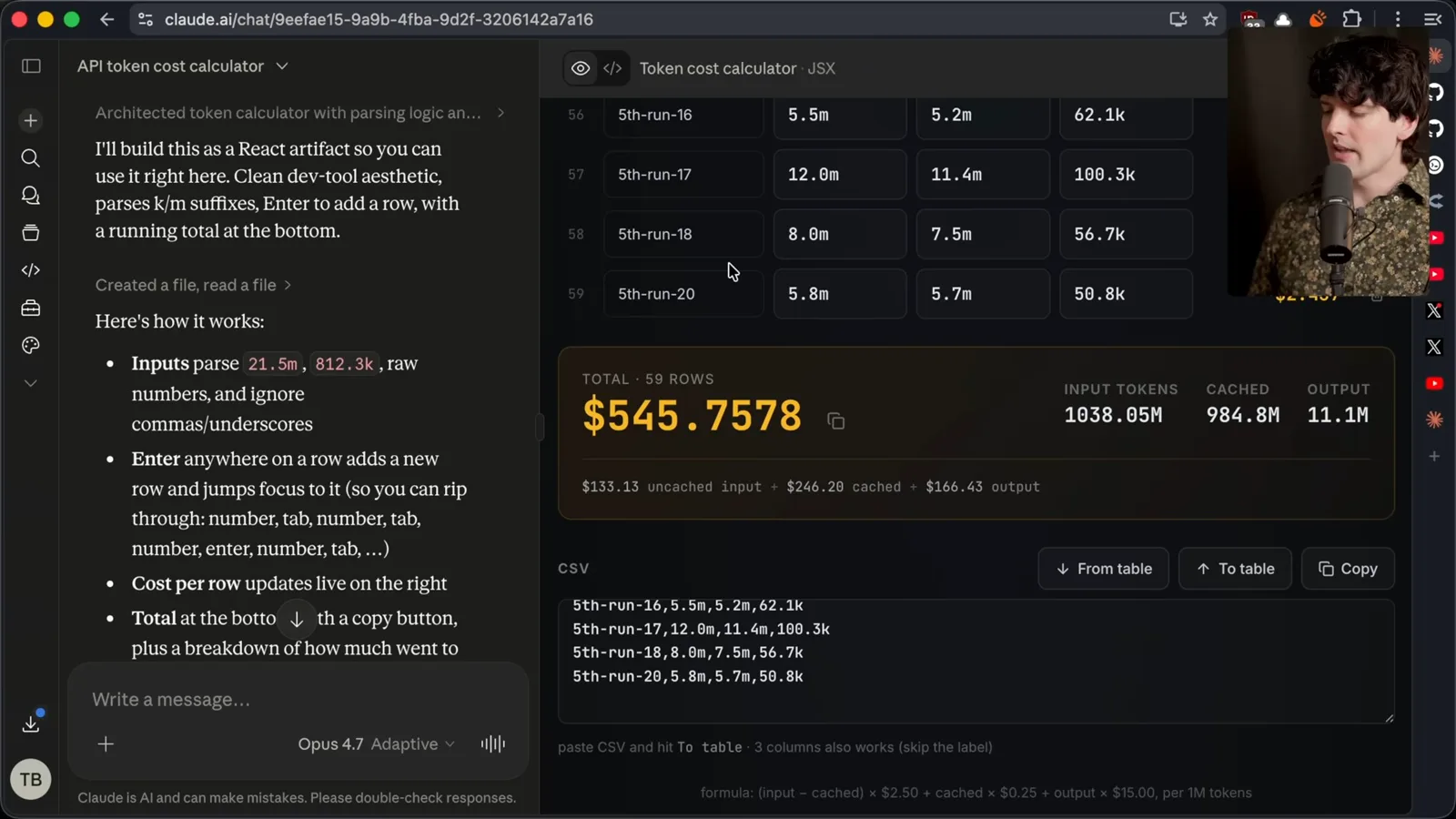 Estimated token cost calculator