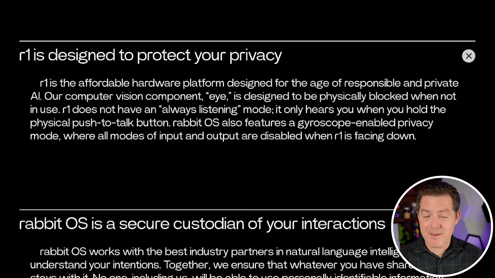 Rabbit's stated device privacy controls