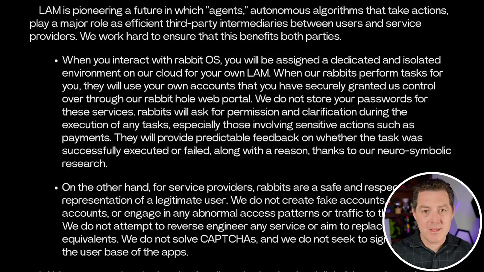 Rabbit's stated cloud and account model