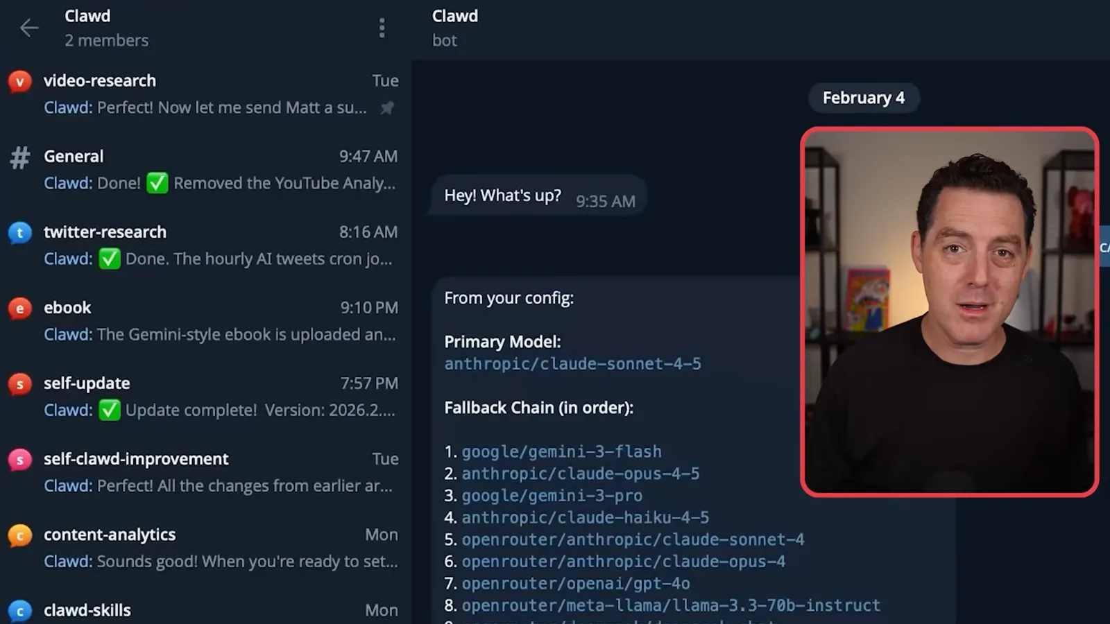 Telegram topics and model fallbacks