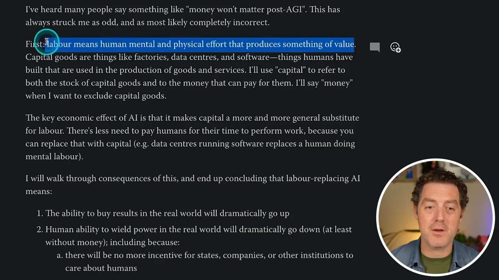 Labor and capital in the essay