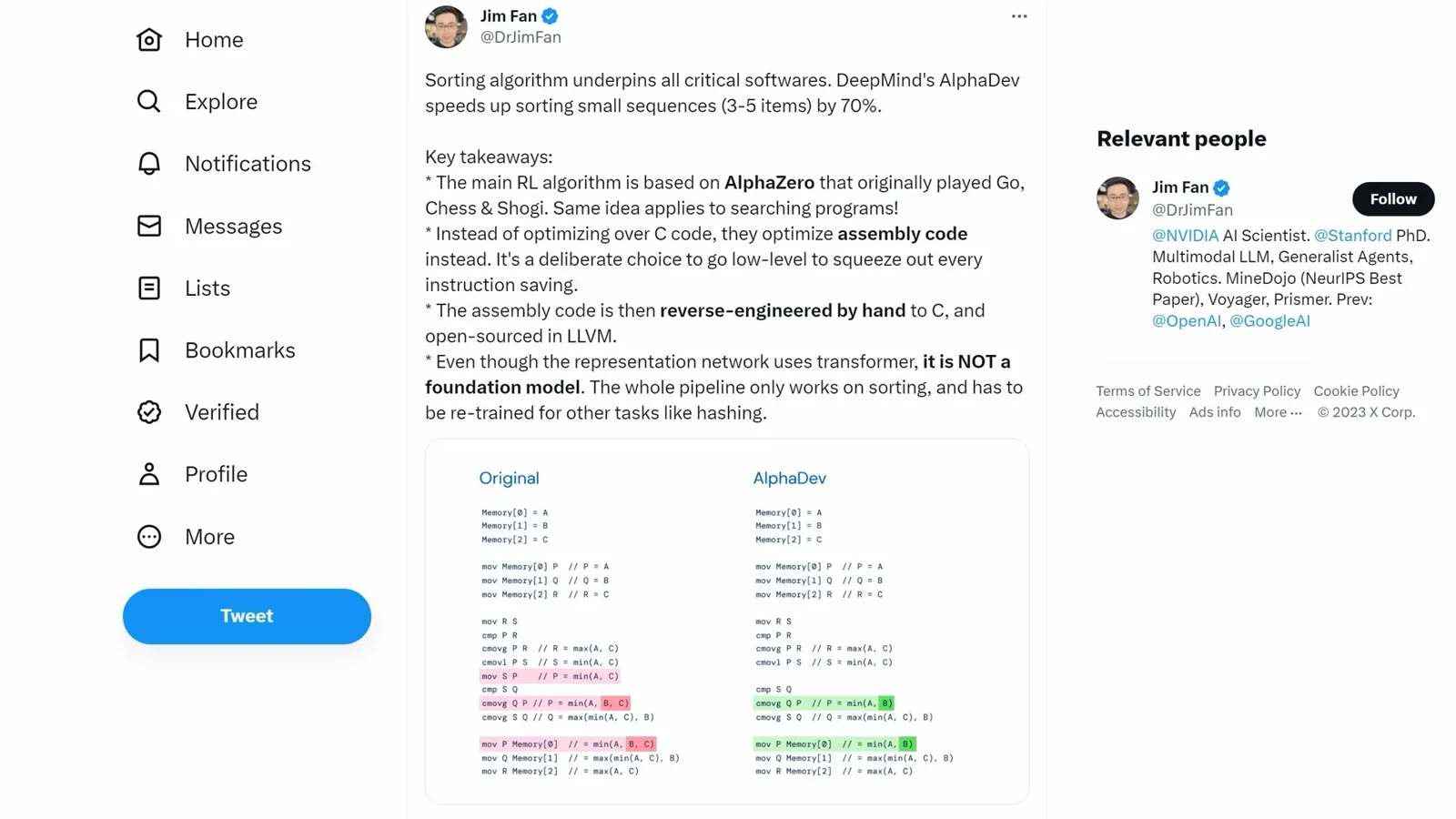 AlphaDev sorting example