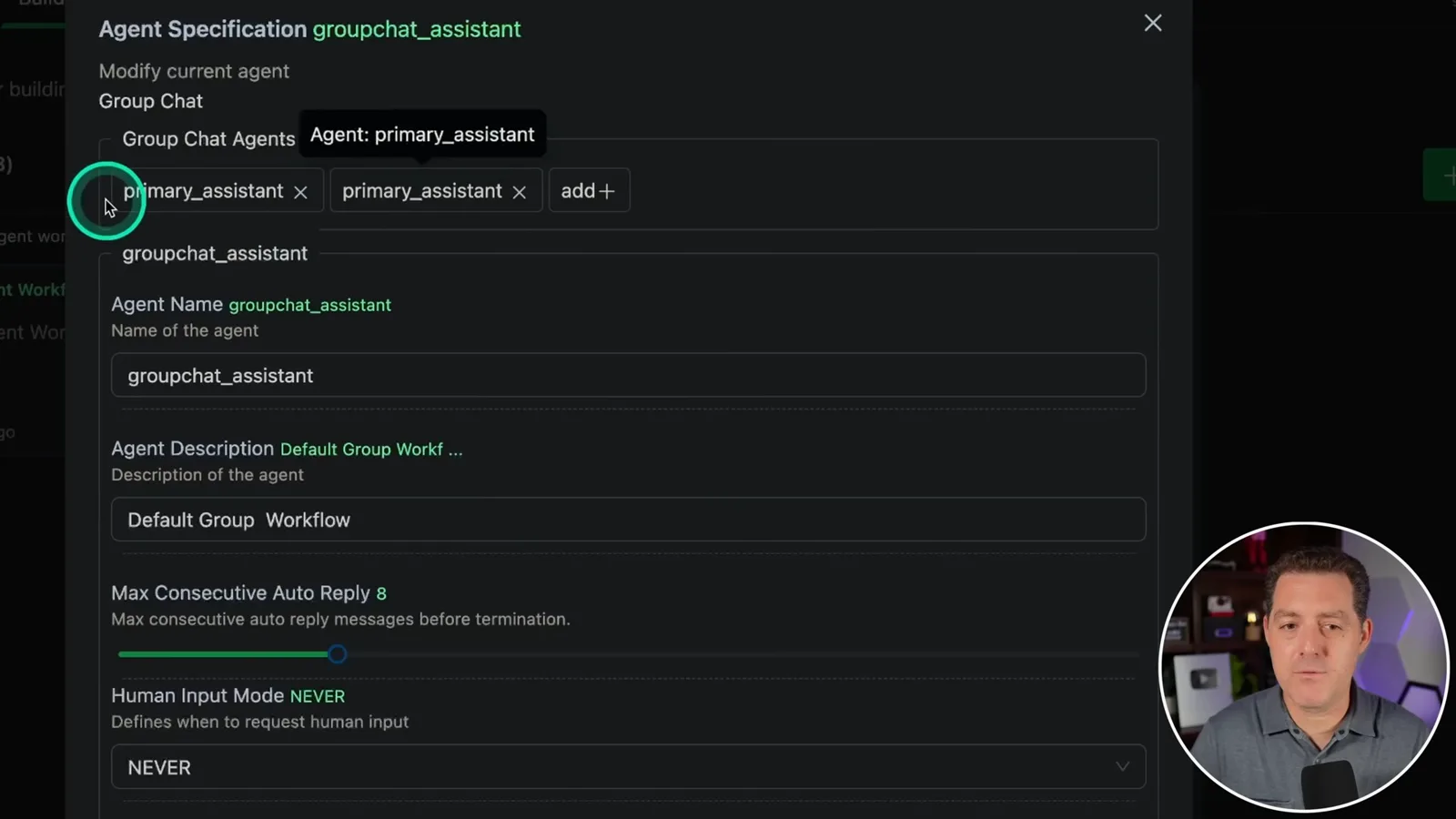Default agents reset in the editor