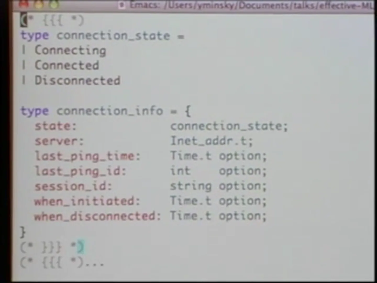 Connection information with optional fields