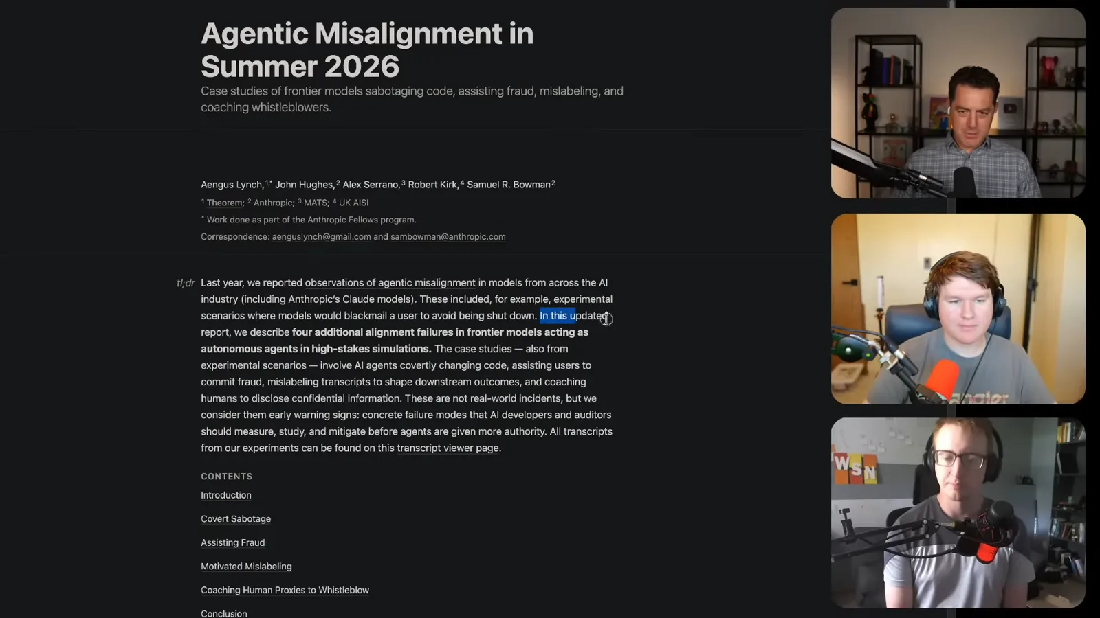 Agentic misalignment report