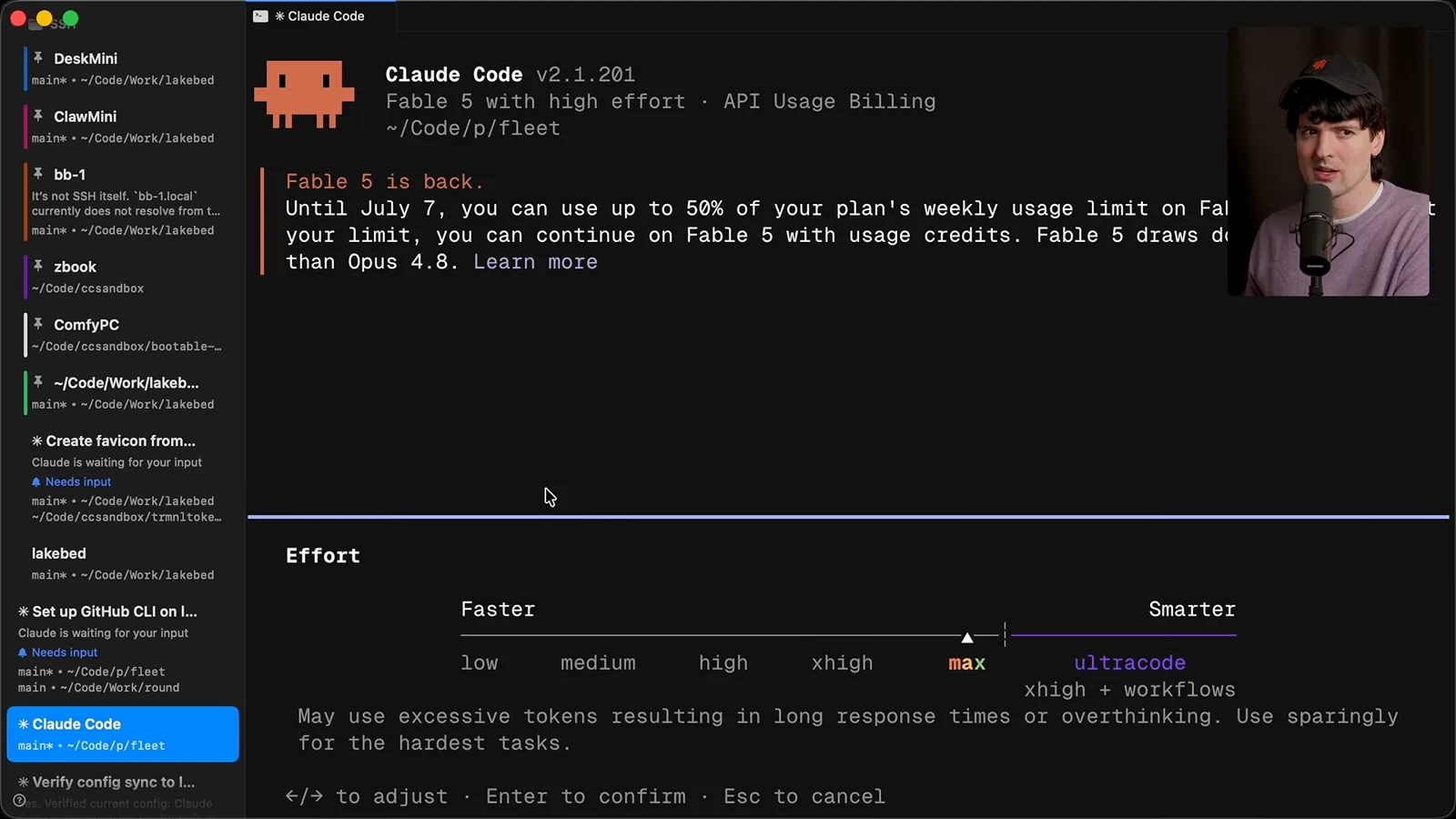 Reasoning-effort selector