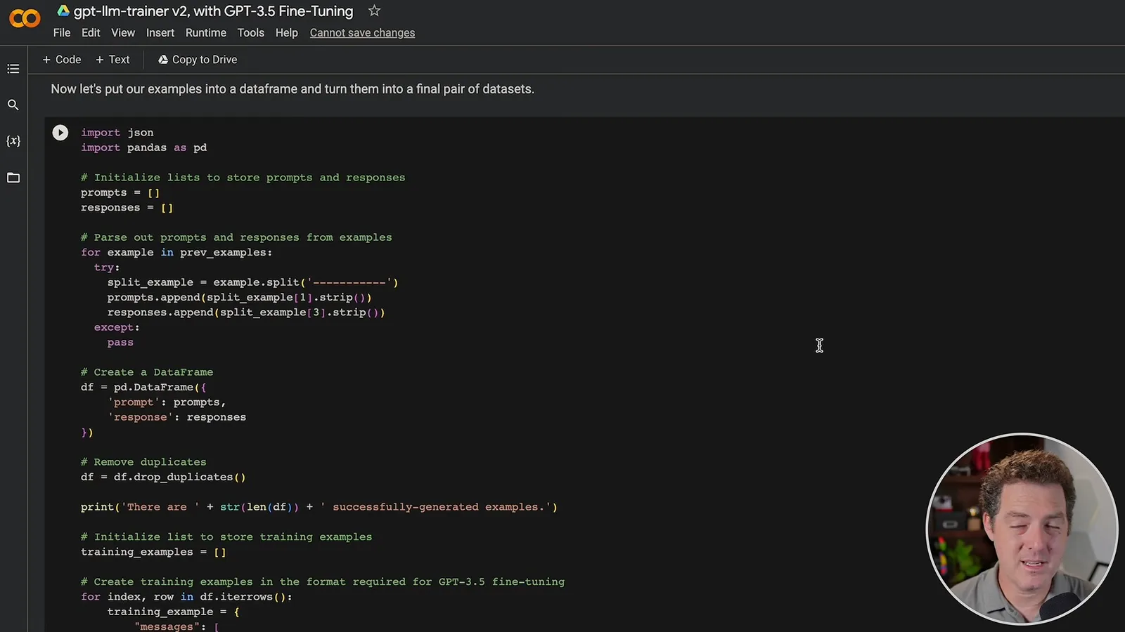Formatting the examples