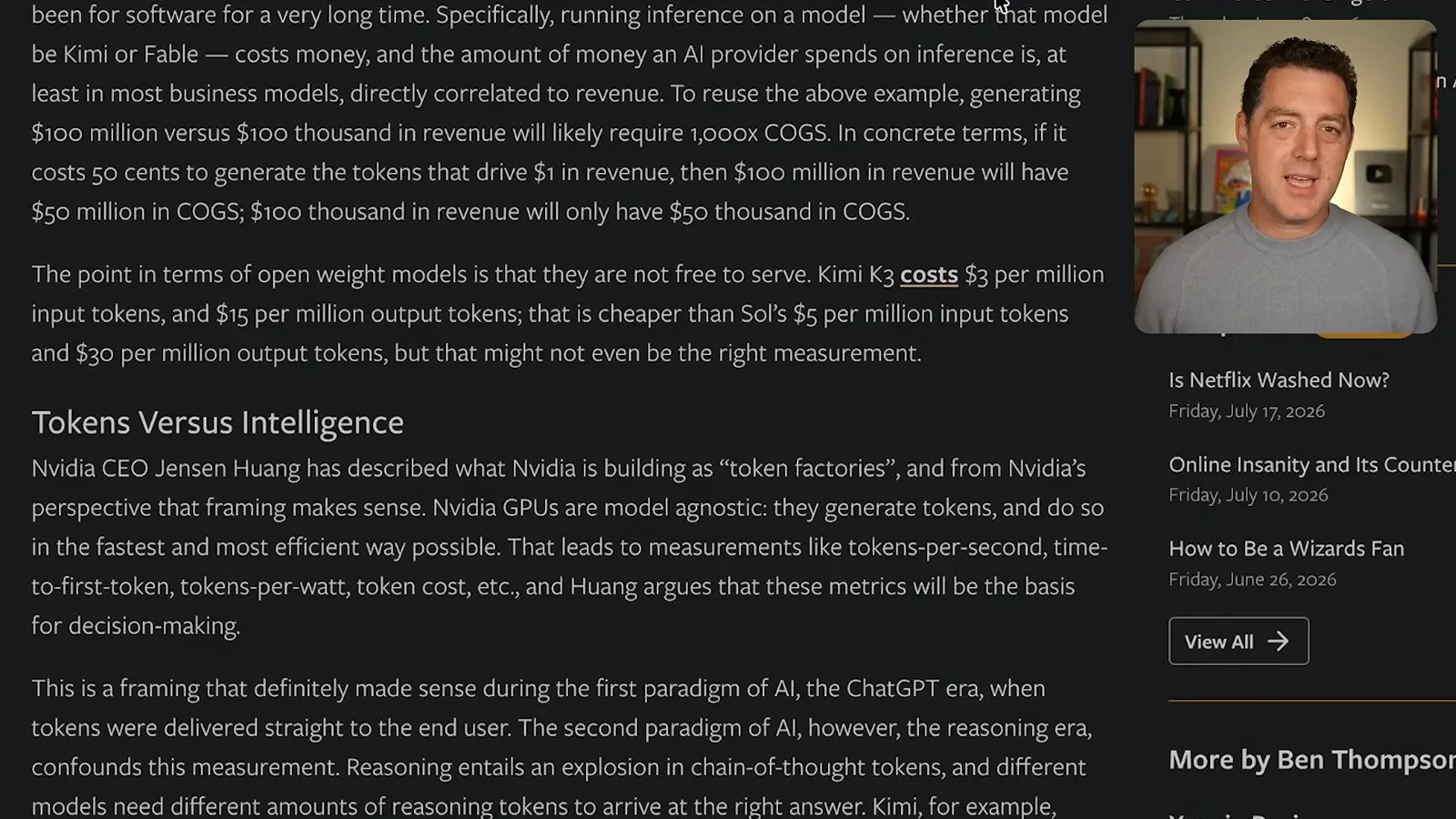 Inference pricing and tokens