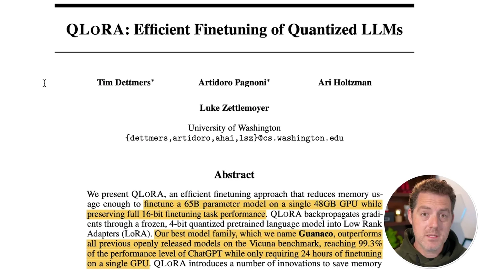 QLoRA paper abstract