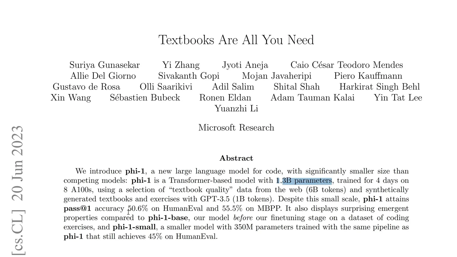 Phi-1 paper abstract