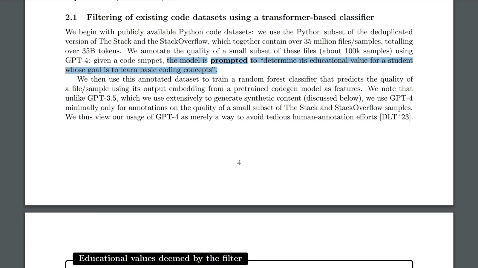 Educational-value filtering