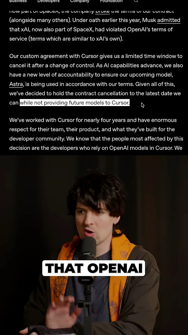 OpenAI’s statement on its Cursor agreement