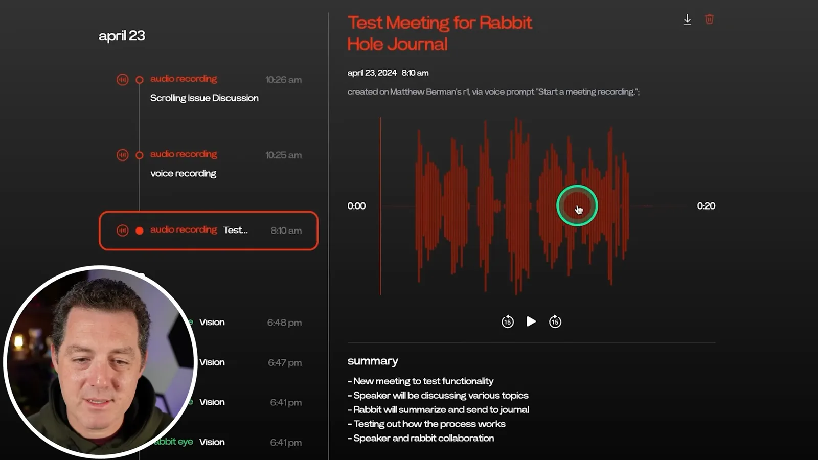 Rabbit Hole recording and summary