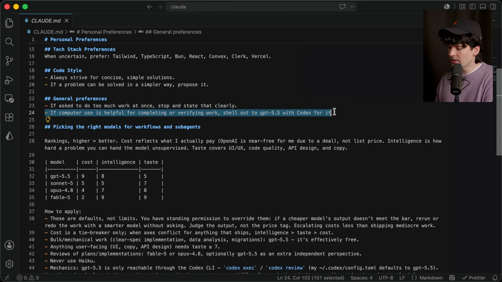 Model-selection instructions
