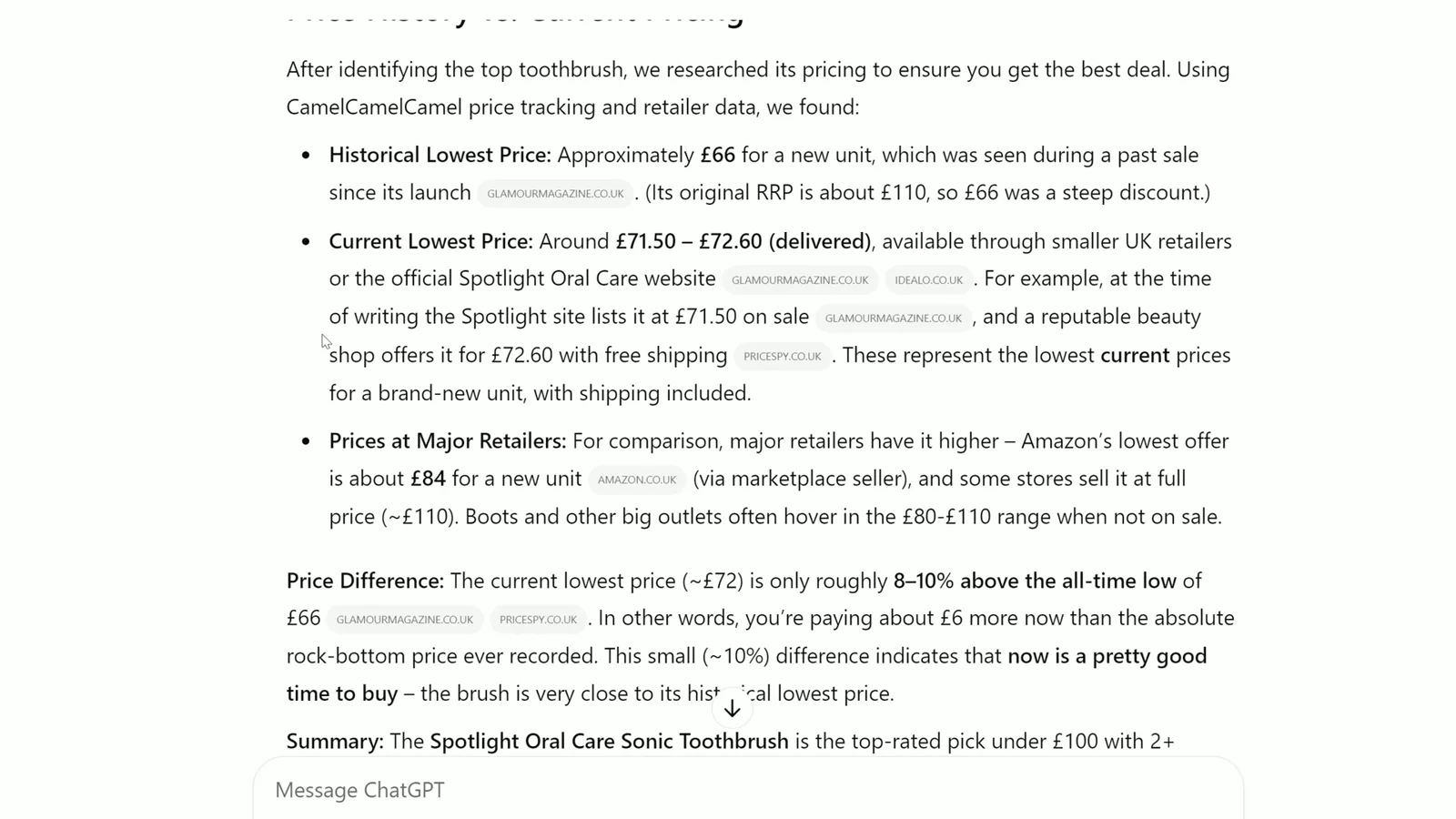 A shopping report’s price claim