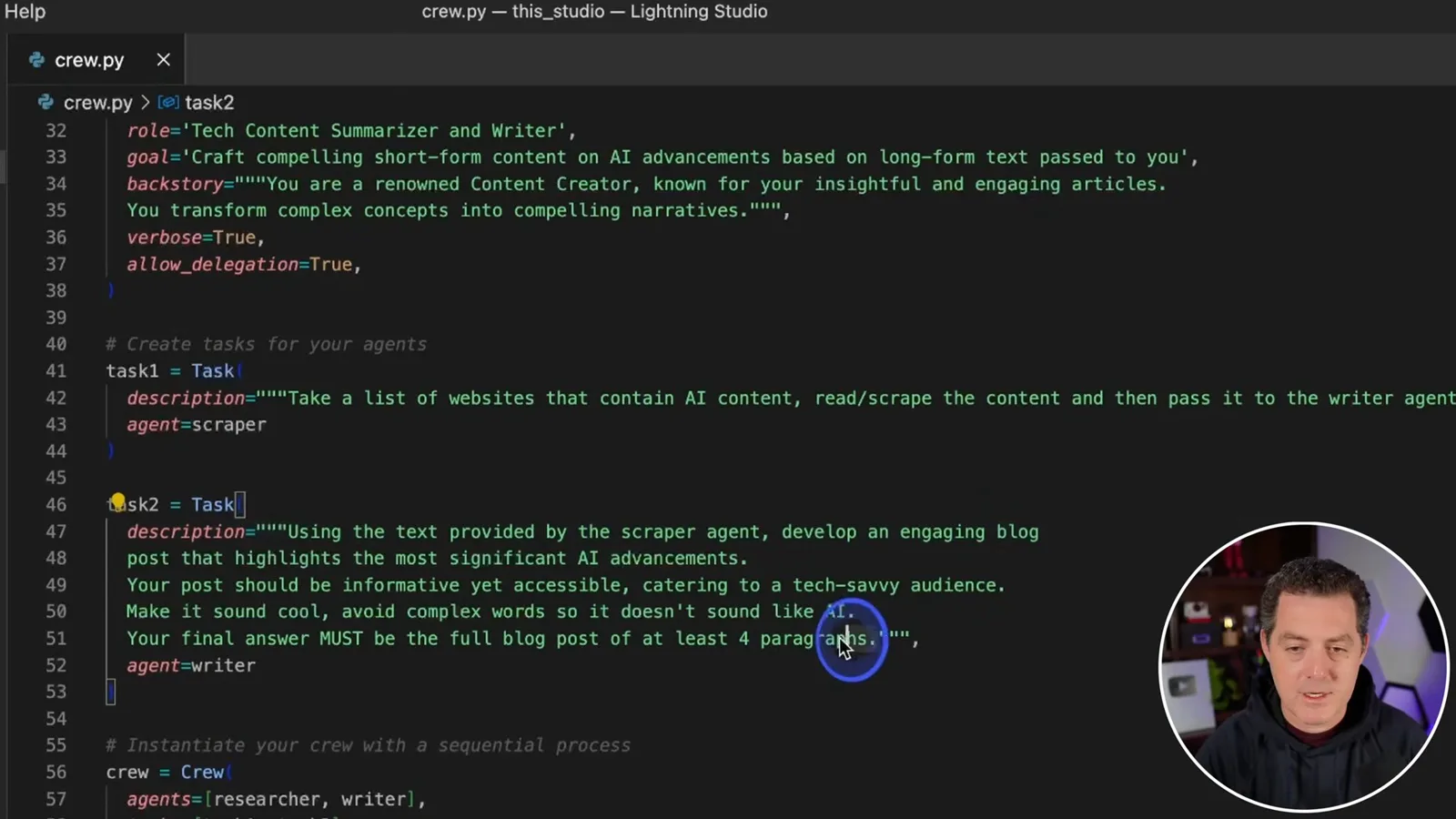 Agent and task definitions