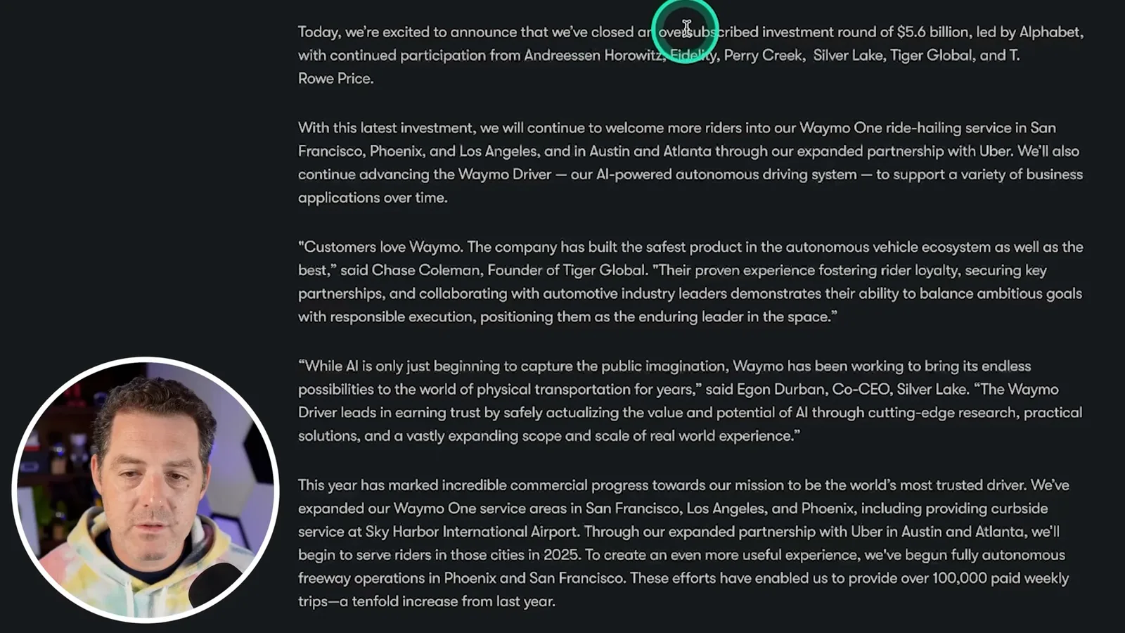 Waymo’s 2024 funding announcement
