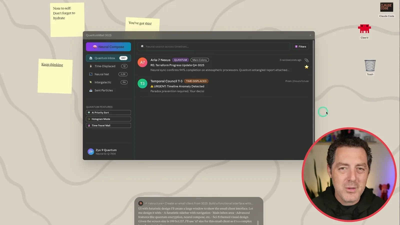 Generated email interface
