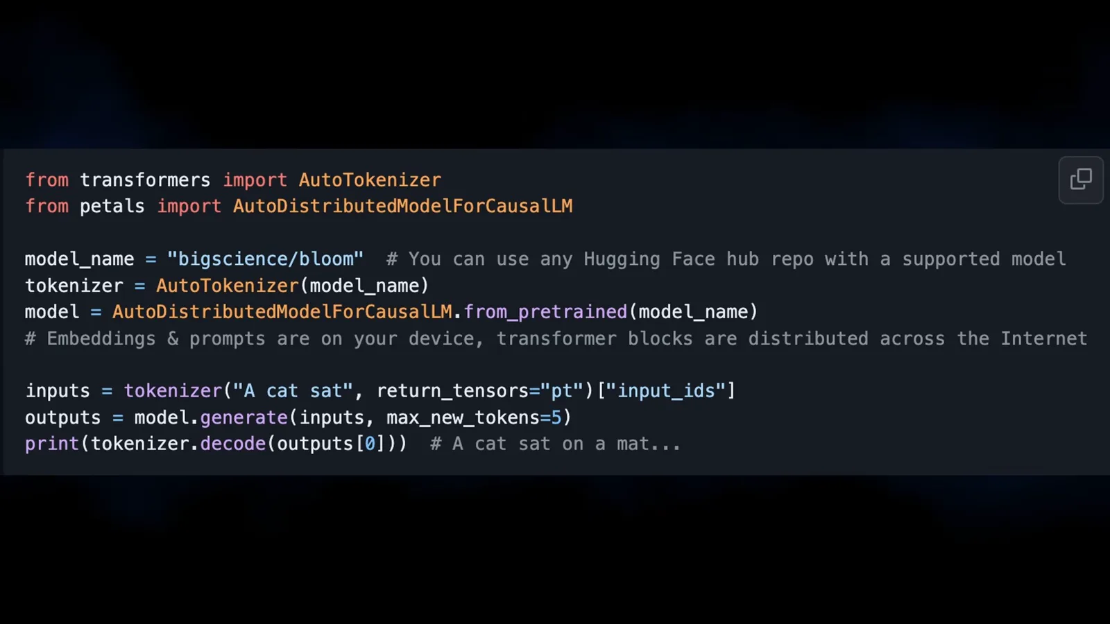 Petals Python inference example