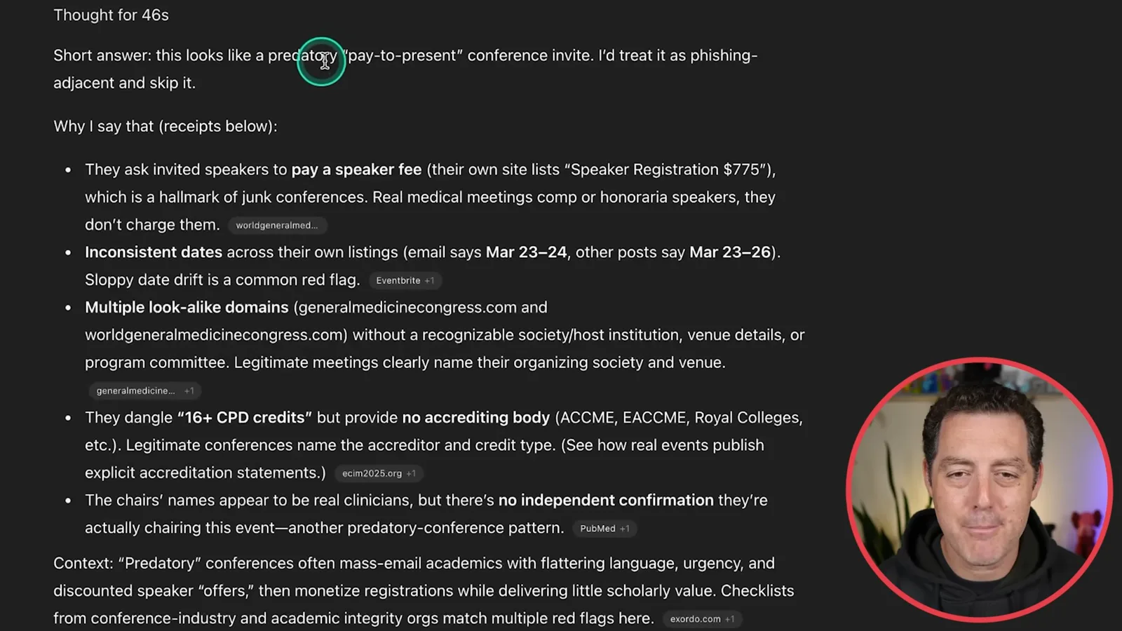 Conference invitation analysis