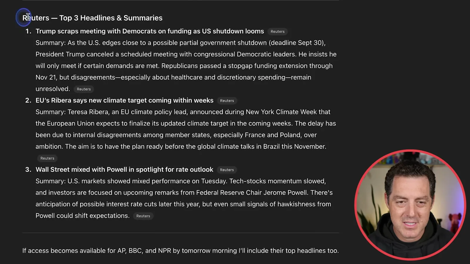 Scheduled news digest