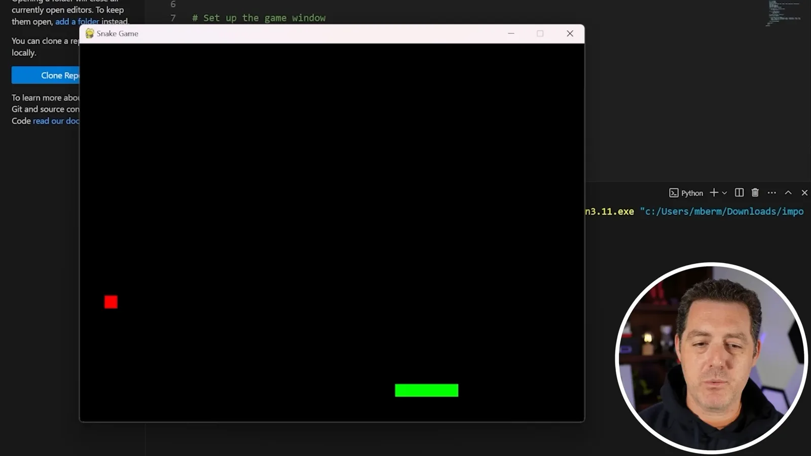 Running the generated Snake game