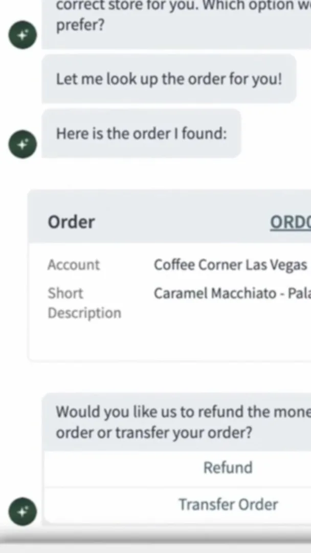 An order lookup and two options