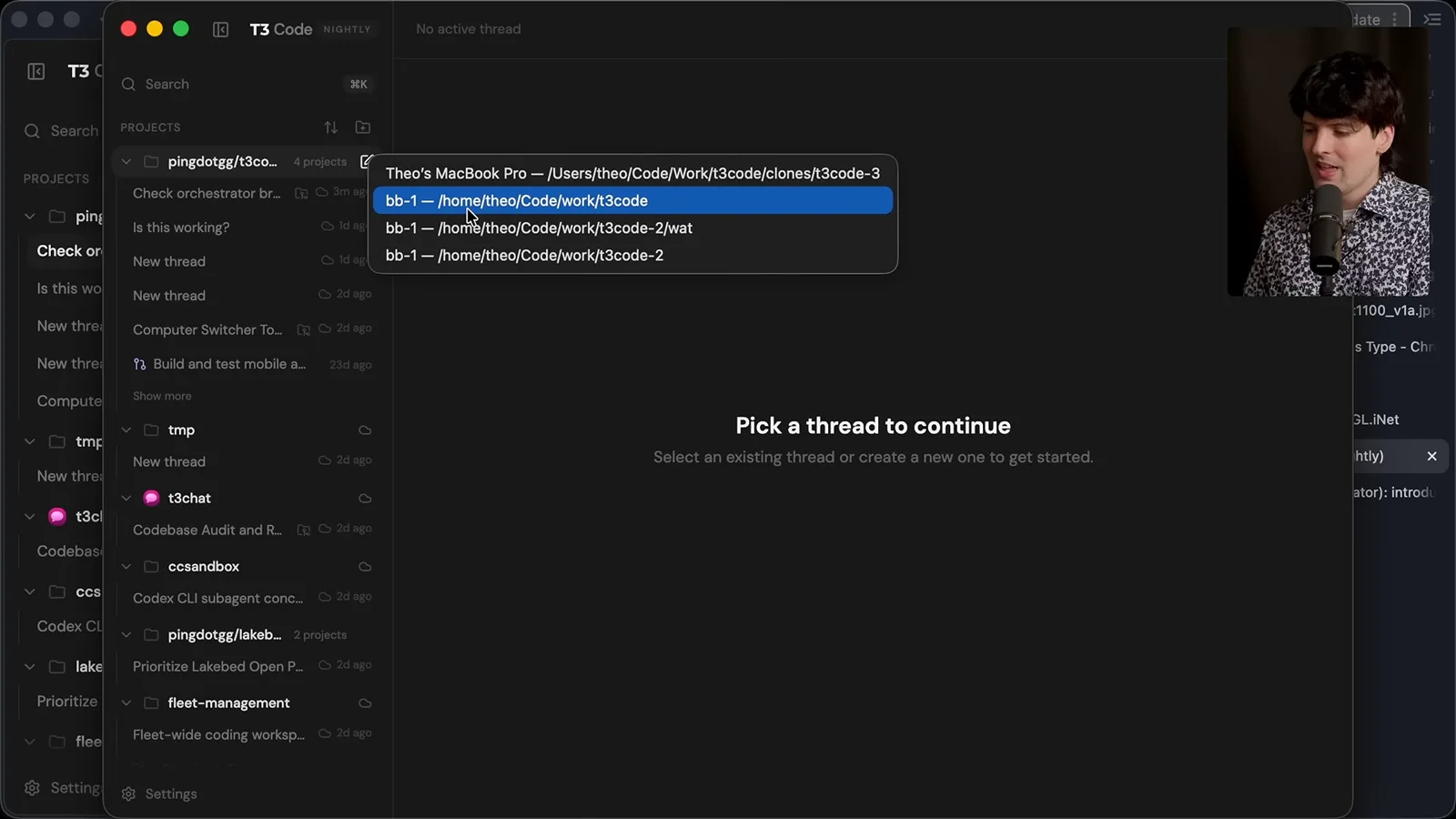 Selecting a remote project