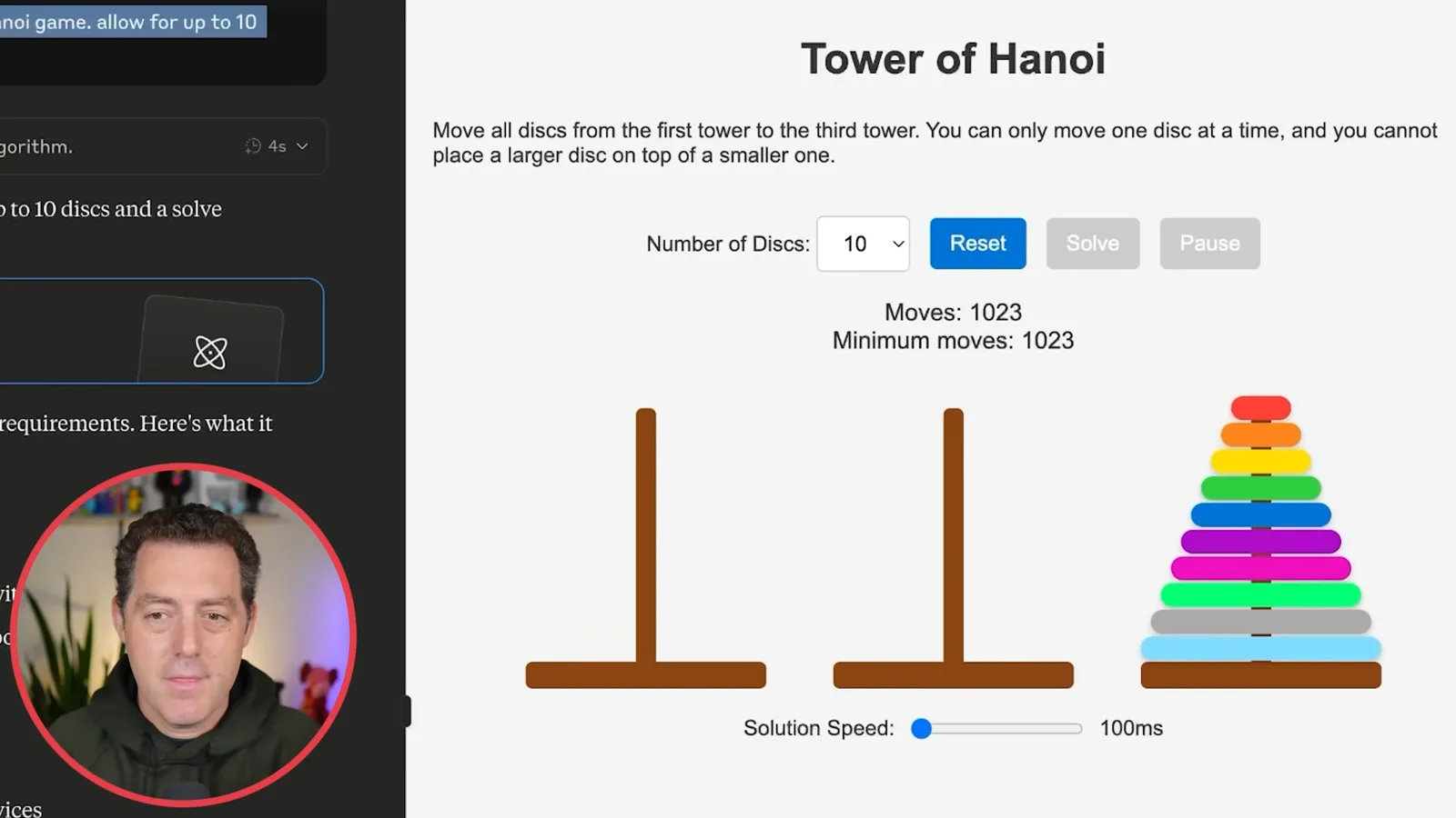 Ten-disc Tower of Hanoi solver