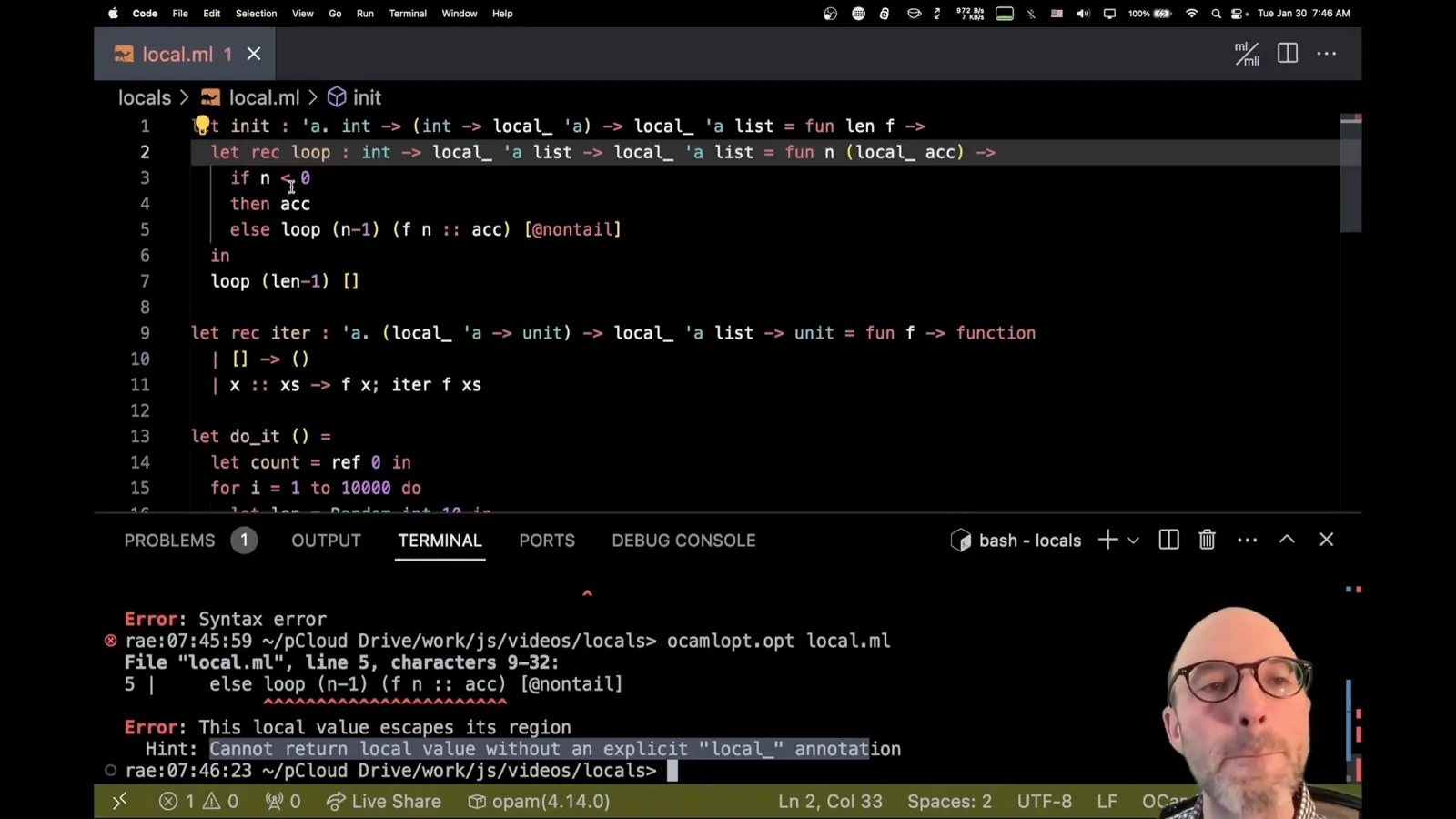 Local initializer and return error
