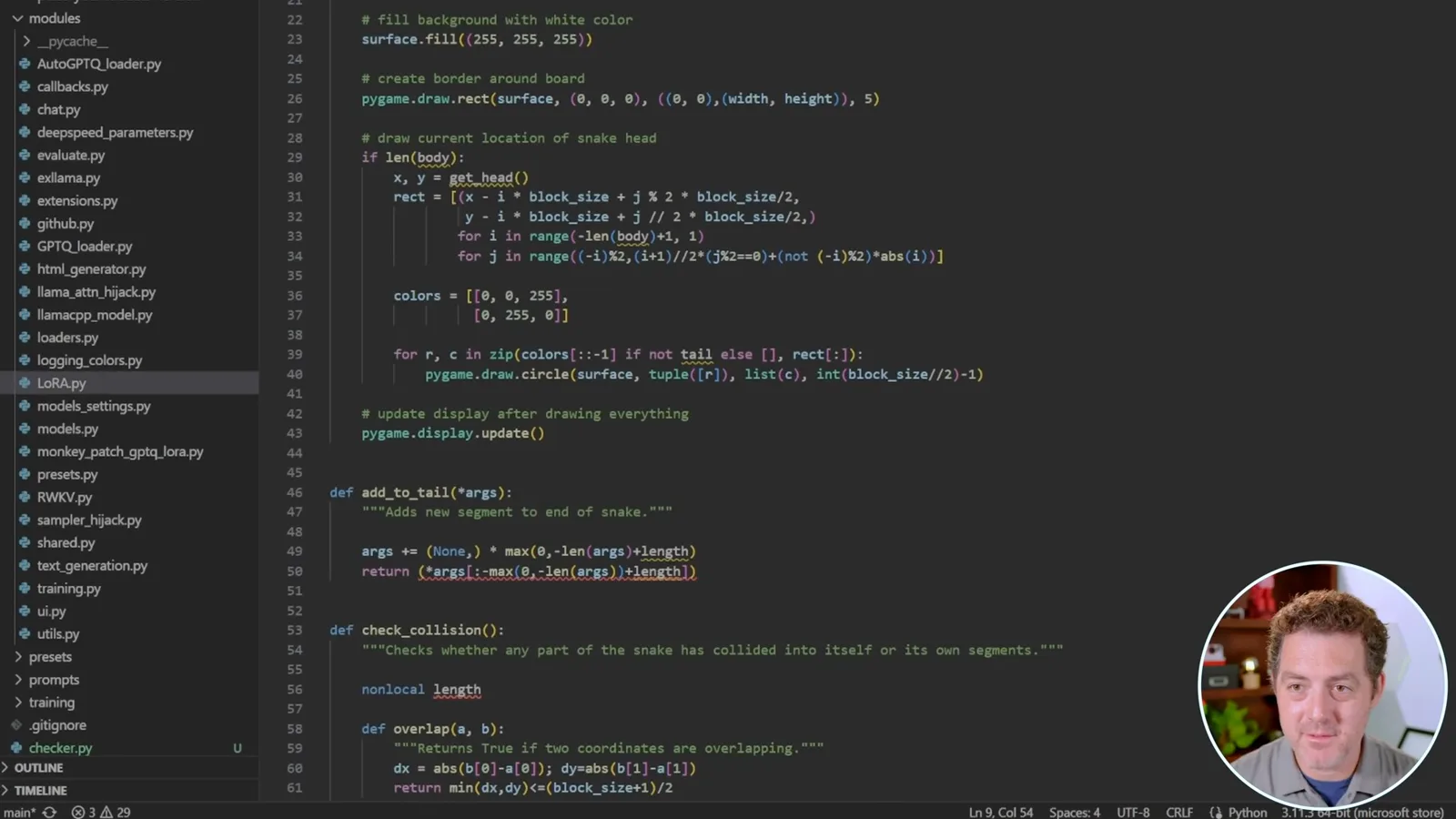 Generated Snake code in VS Code